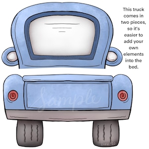 Two Piece Old Baby Blue Truck - PNG Clipart Commercial Use Instant Digital Download Dye Sublimation