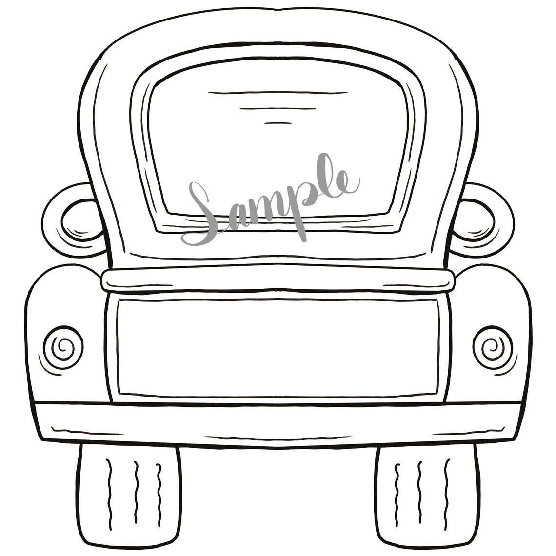 Old Truck Coloring Page Line Art - PNG Clipart Commercial Use Instant