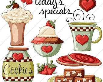 Today's Specials Sweet Shop Treats- Clip Art Designs Graphics Illustrations Sublimation PNG Instant Digital Download, Commercial Use Allowed