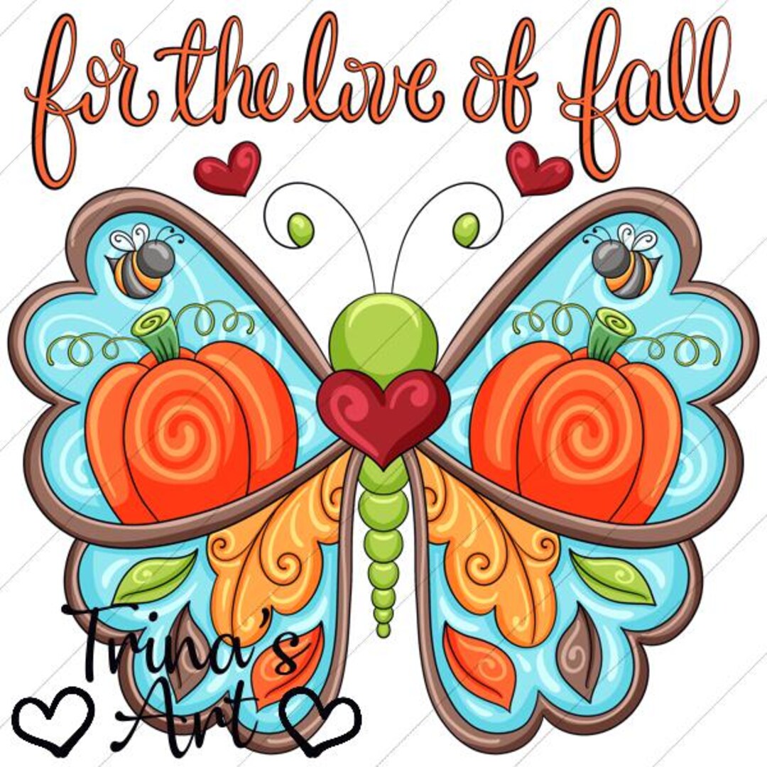 For the Love of Fall Butterfly - PNG Clipart Commercial Use Instant ...