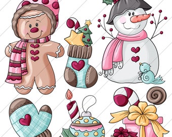 Warm & Cozy Christmas Snowman 2023-Clip Art Designs Graphics Illustrations Sublimation PNG Instant Digital Download, Commercial Use Allowed