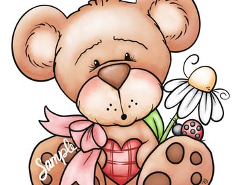 Teddy Bear Ladybug Flower - PNG Clipart Commercial Use Instant Digital Download Dye Sublimation