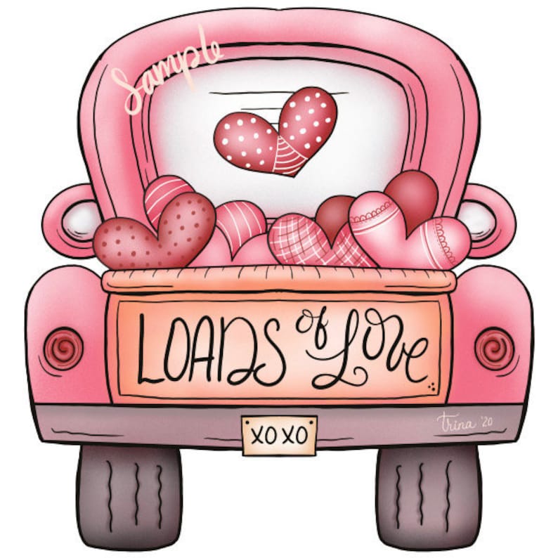 Loads of Love Valentine's Day Truck -PNG Clipart Commercial Use Instant Digital Download Dye Sublimation 