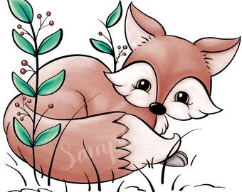 Cute Fox  - PNG Clipart Commercial Use Instant Digital Download Dye Sublimation