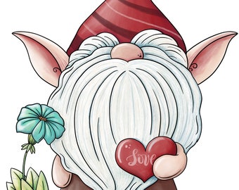 Love Gnome - PNG Clipart Commercial Use Instant Digital Download Dye Sublimation