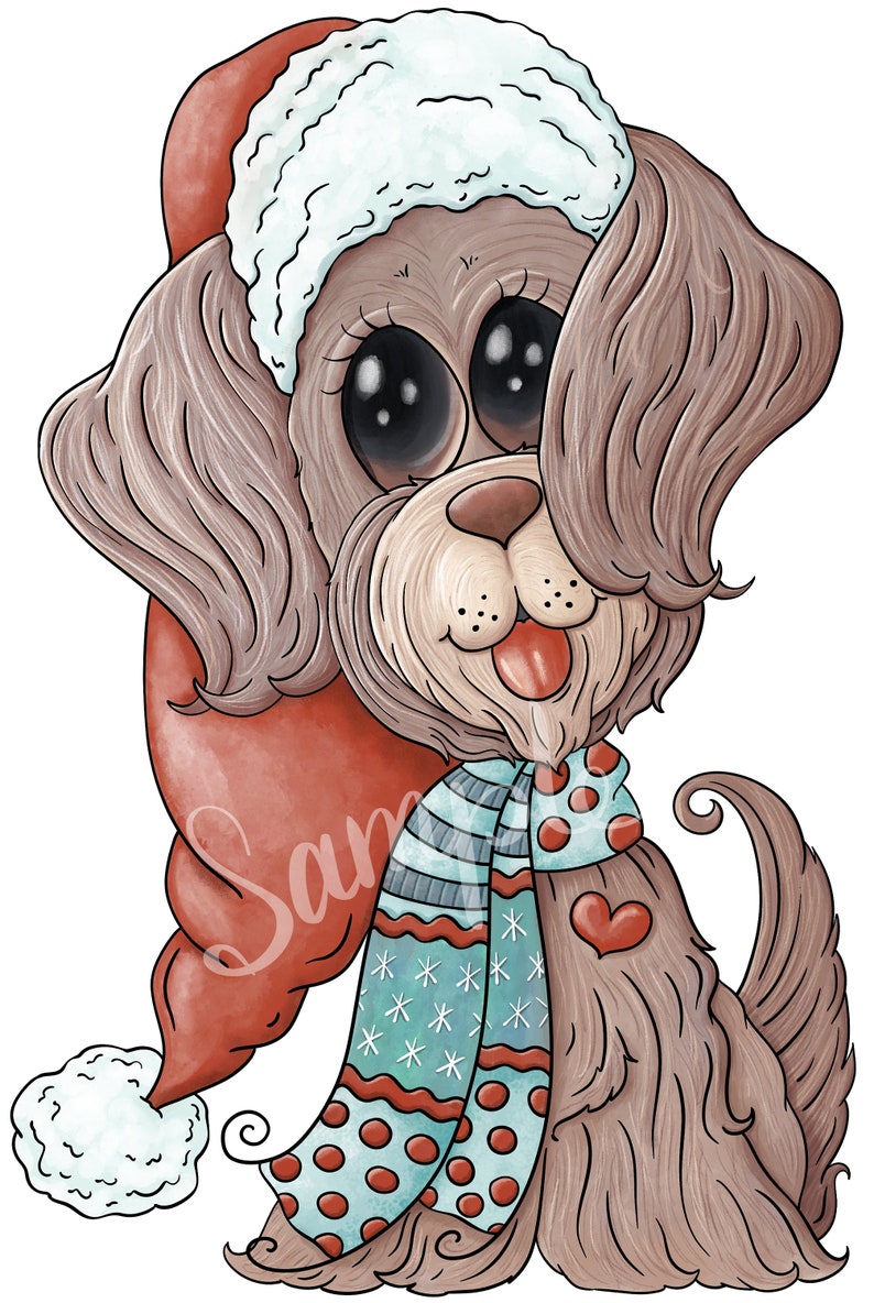 Christmas Puppy Dog PNG Clipart Commercial Use Instant - Etsy