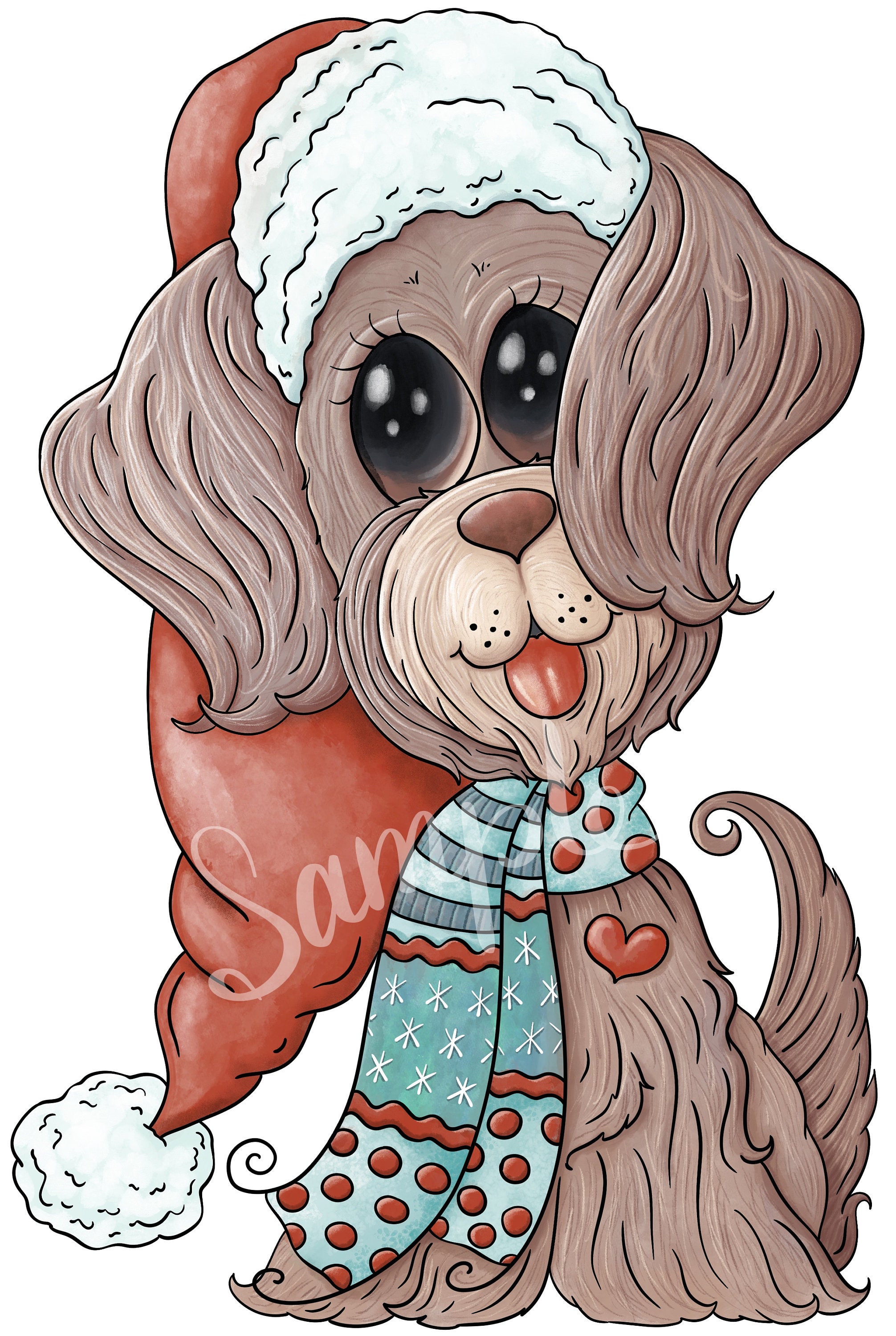 Christmas Puppy Dog - PNG Clipart Commercial Use Instant Digital ...