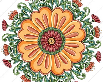 Billie Jean Symmetrical Flower Mandala  - PNG Clipart Commercial Use Instant Digital Download Dye Sublimation