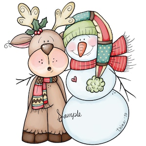 Christmas Reindeer Snowman  - PNG Clipart Commercial Use Instant Digital Download Dye Sublimation