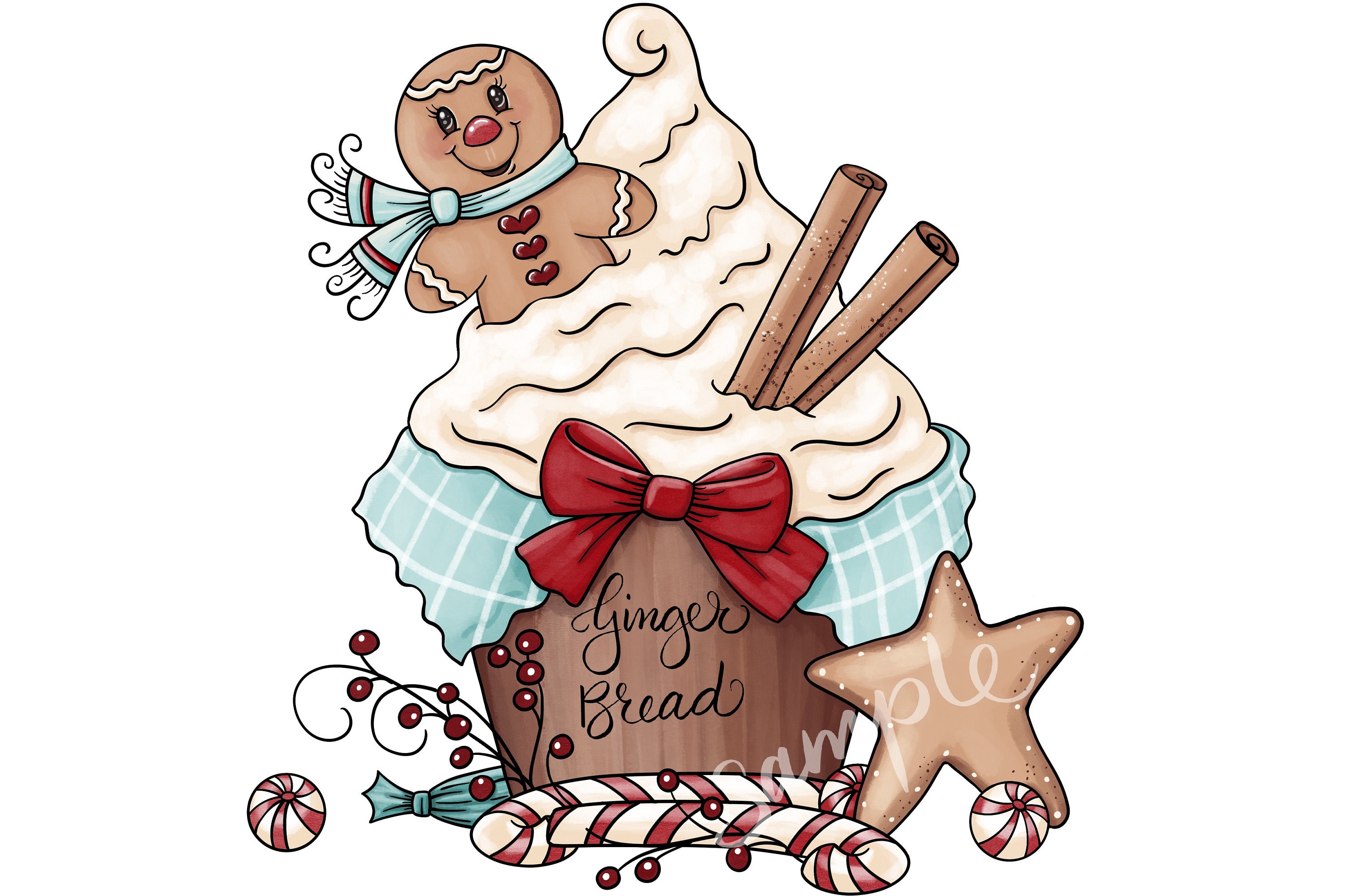 Gingerbread Christmas PNG Clipart Commercial Use Instant Digital