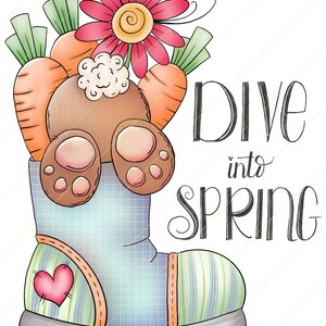Dive into Spring Bunny Rabbit - PNG Clipart Commercial Use Instant Digital Download Dye Sublimation