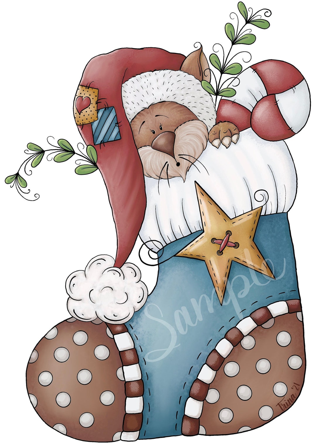 Christmas Stocking Kitty - PNG Clipart Commercial Use Instant Digital ...