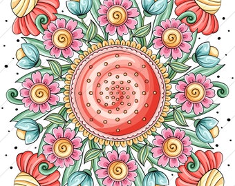 Gemma Chelle Symmetrical Flower Mandala  - PNG Clipart Commercial Use Instant Digital Download Dye Sublimation