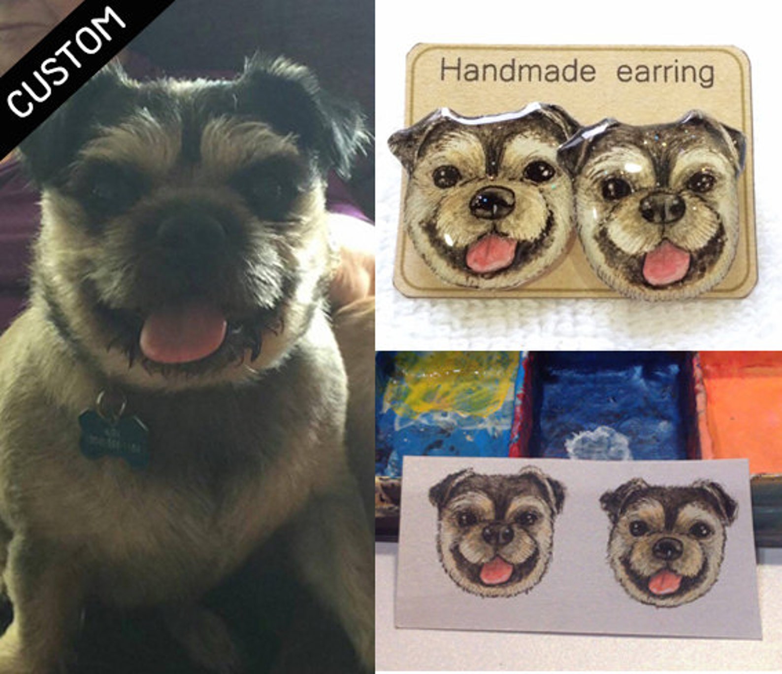 CUSTOM PET EARRINGS Dog Cat Animal Custom Earrings Stud Earrings Post