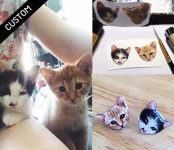 custom cat earrings