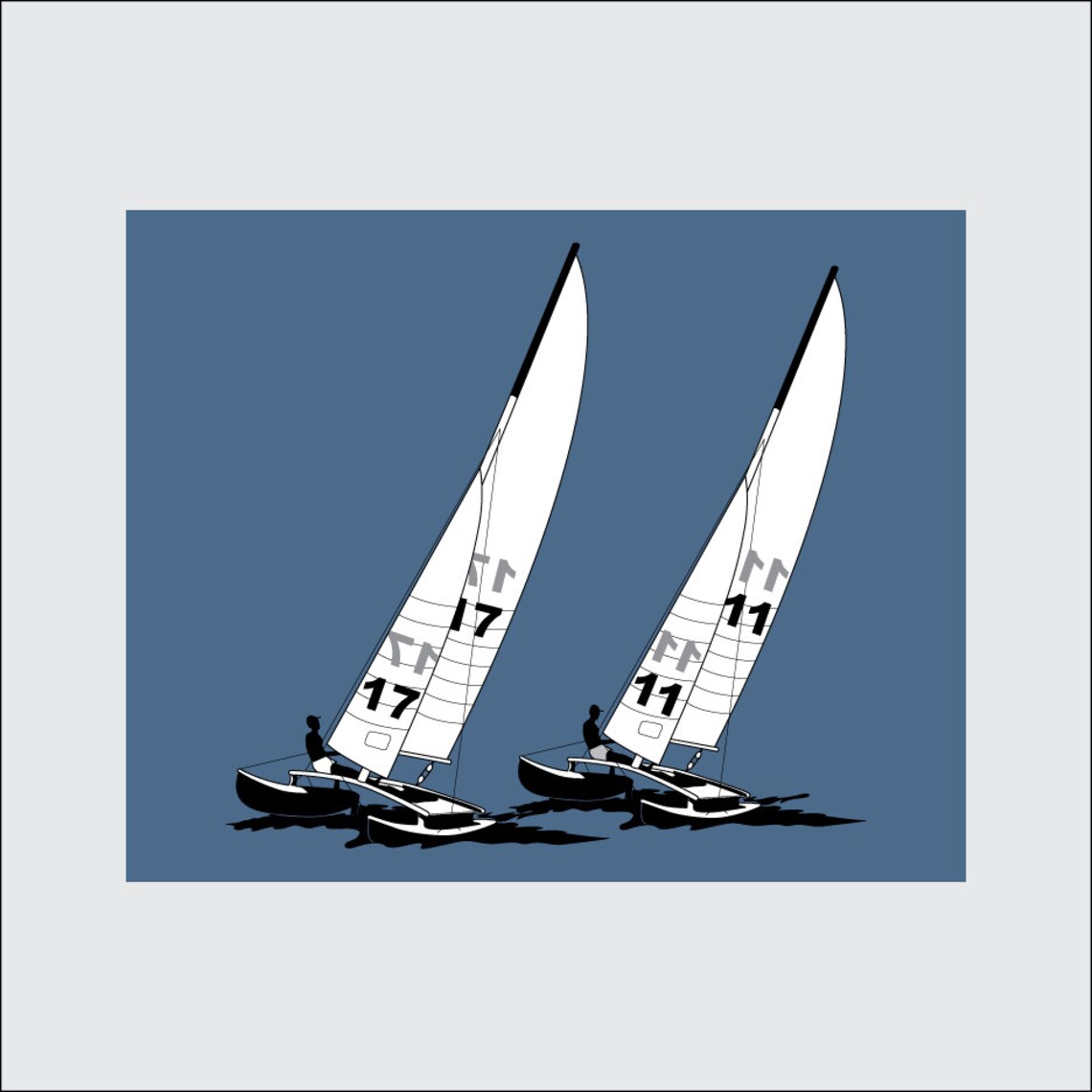 Hobie Cat Art Print 8x10 PRINTABLE Sailboat Instant Etsy