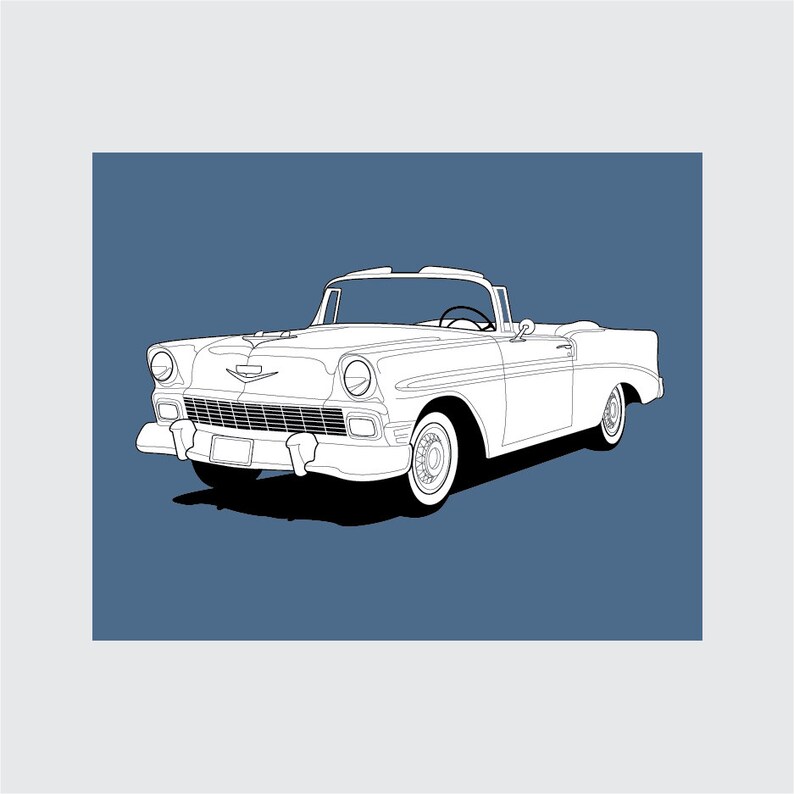 1956 Chevy Bel Air Art Print 8x10 PRINTABLE Classic Car | Etsy