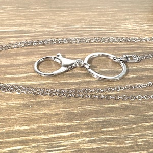 Silver Stainless Steel Lanyard Necklace, Stainless Steel ID Holder Lanyard,  Badge Holder Lanyard - Key Holder Lanyard - Silver Lanyard