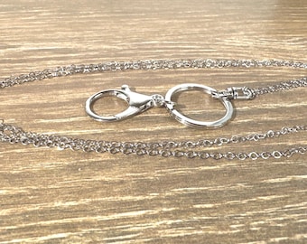 Stainless Steel Lanyard Necklace: Silver ID Badge & Key Holder