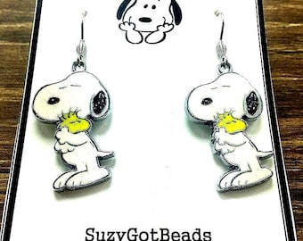 SNOOPY Shenel Comosona Zuni Toons Dangle Earrings Sterling Silver 