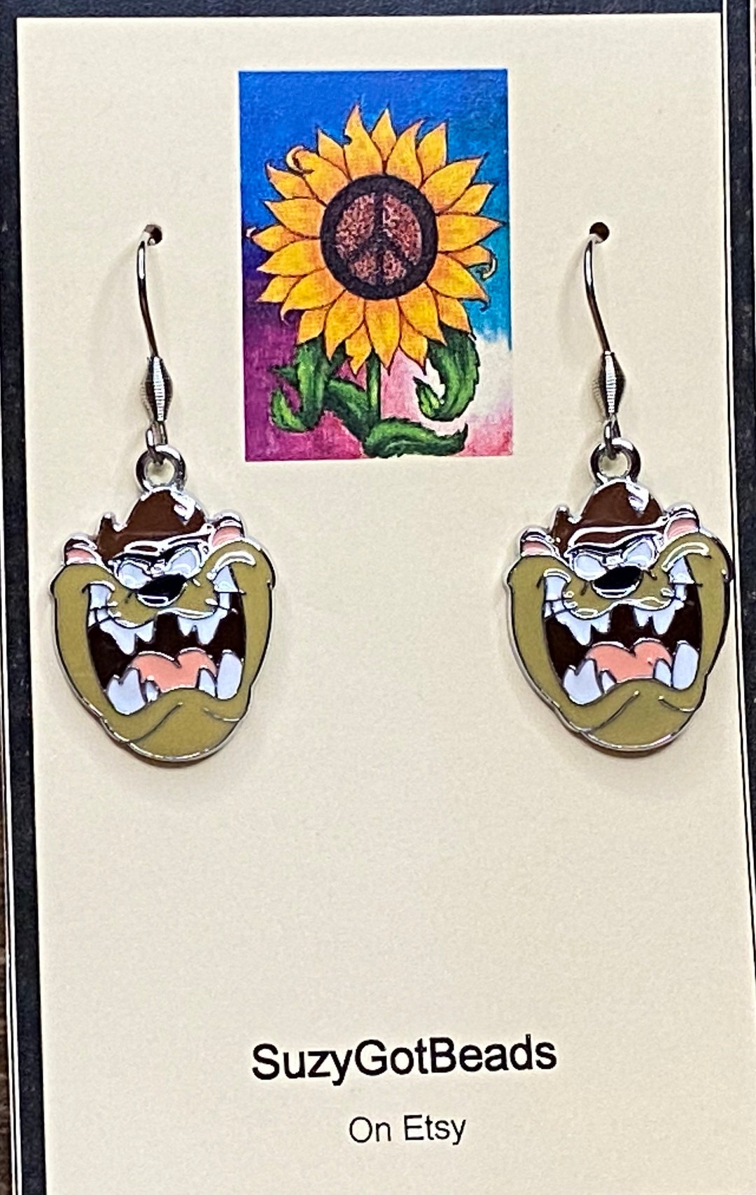 Taz Earrings, Tasmanian Devil Earrings, Tasmanian Devil Cartoon