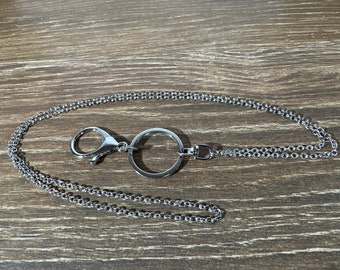 Silver Stainless Steel Necklace Lanyard - ID Holder Lanyard - Key Holder Lanyard - Silver Lanyard - Silver ID Badge Holder