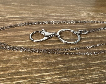Silver Stainless Steel Lanyard Necklace, Stainless Steel ID Holder Lanyard,  Badge Holder Lanyard - Key Holder Lanyard - Silver Lanyard