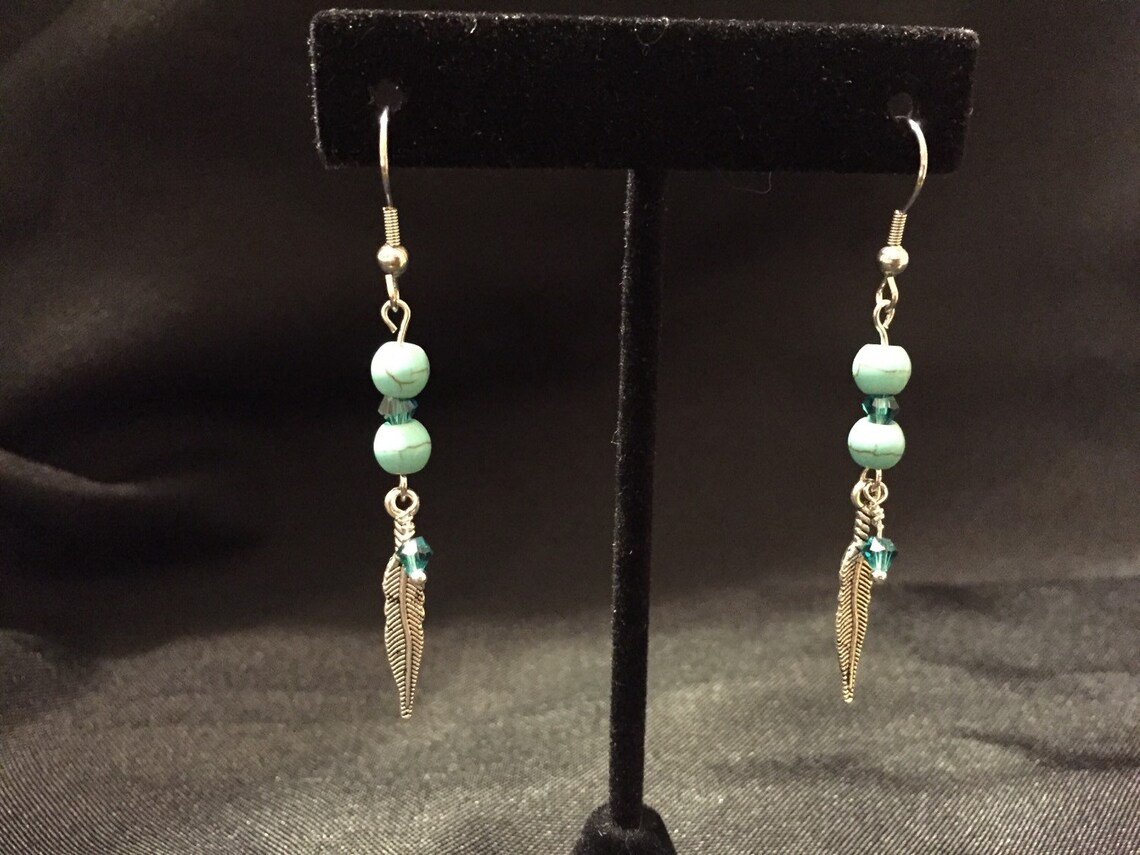 Turquoise Cone Feather Earrings FINAL SALE