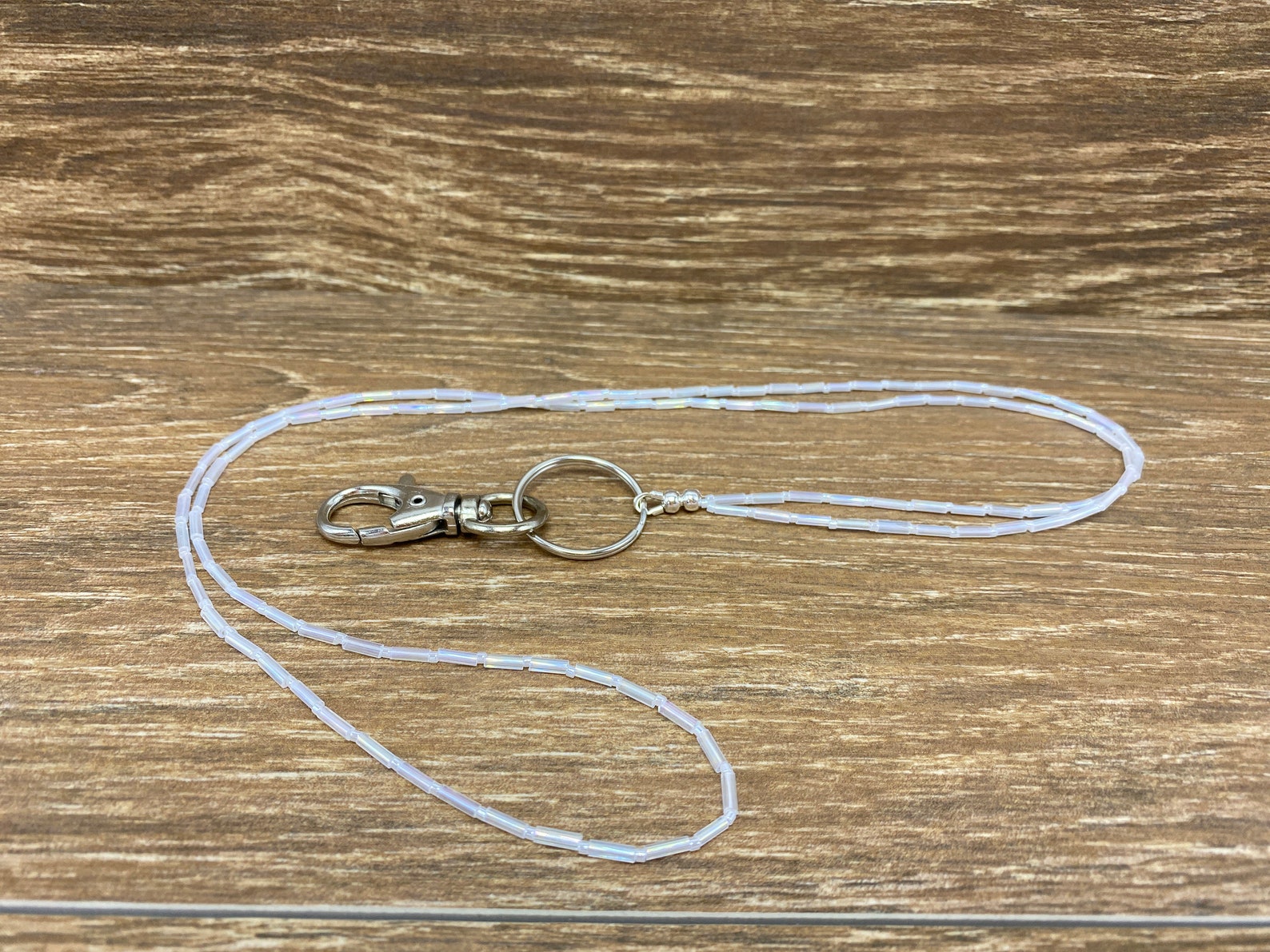 Clear Beaded Lanyard Minimalist Lanyard Iridescent Lanyard Etsy