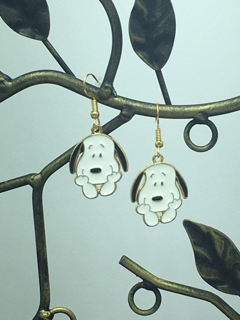 Snoopy Earrings Peanuts Earrings Snoopy Jewelry Etsy