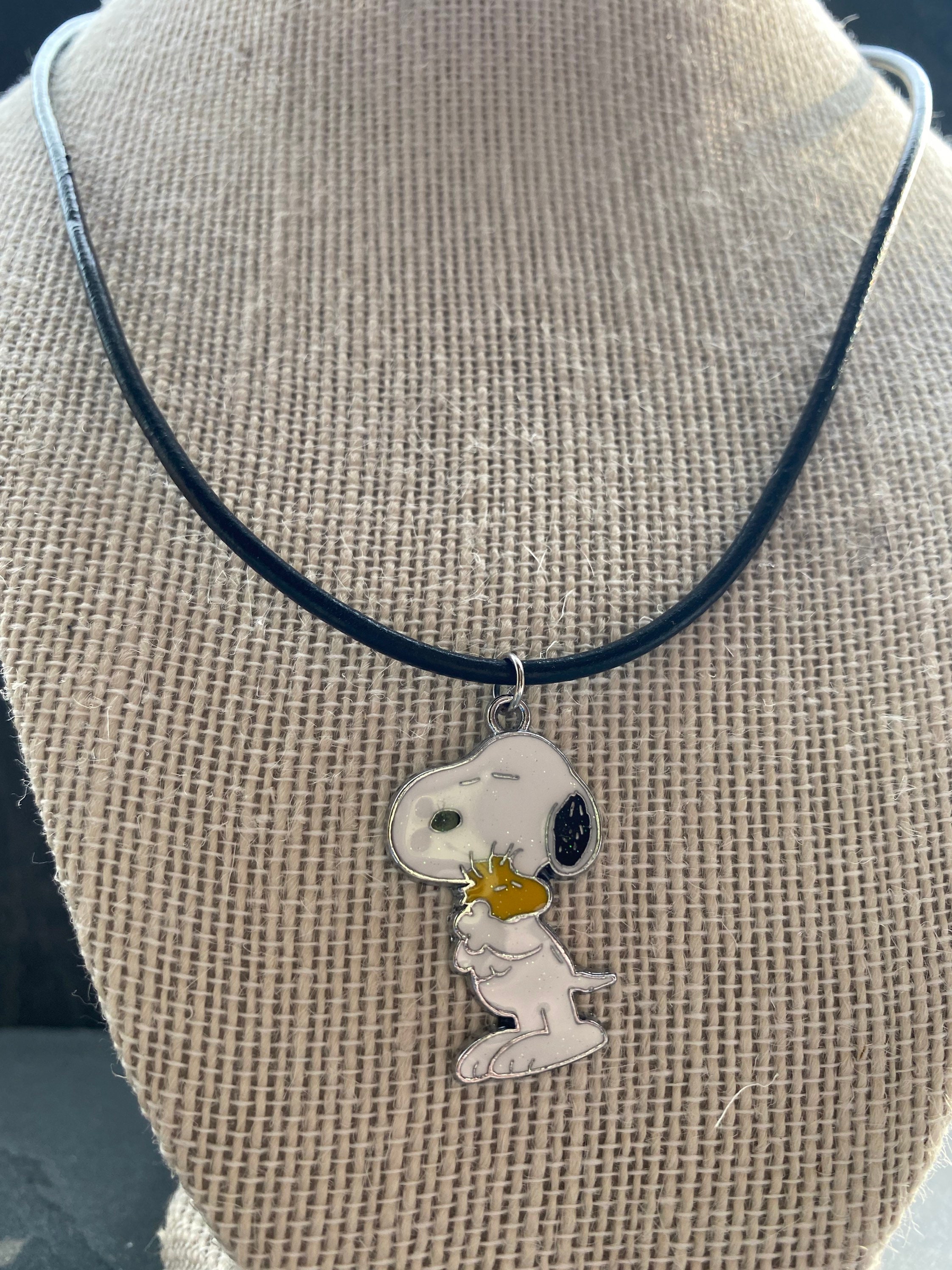 Snoopy Necklace Peanuts Necklace Leather Snoopy Necklace Etsy