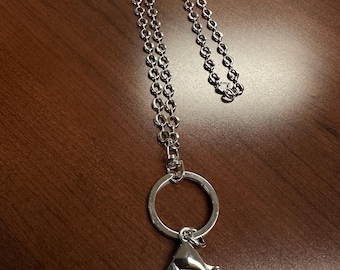Silver Stainless Steel Lanyard Necklace: ID Badge & Key Holder