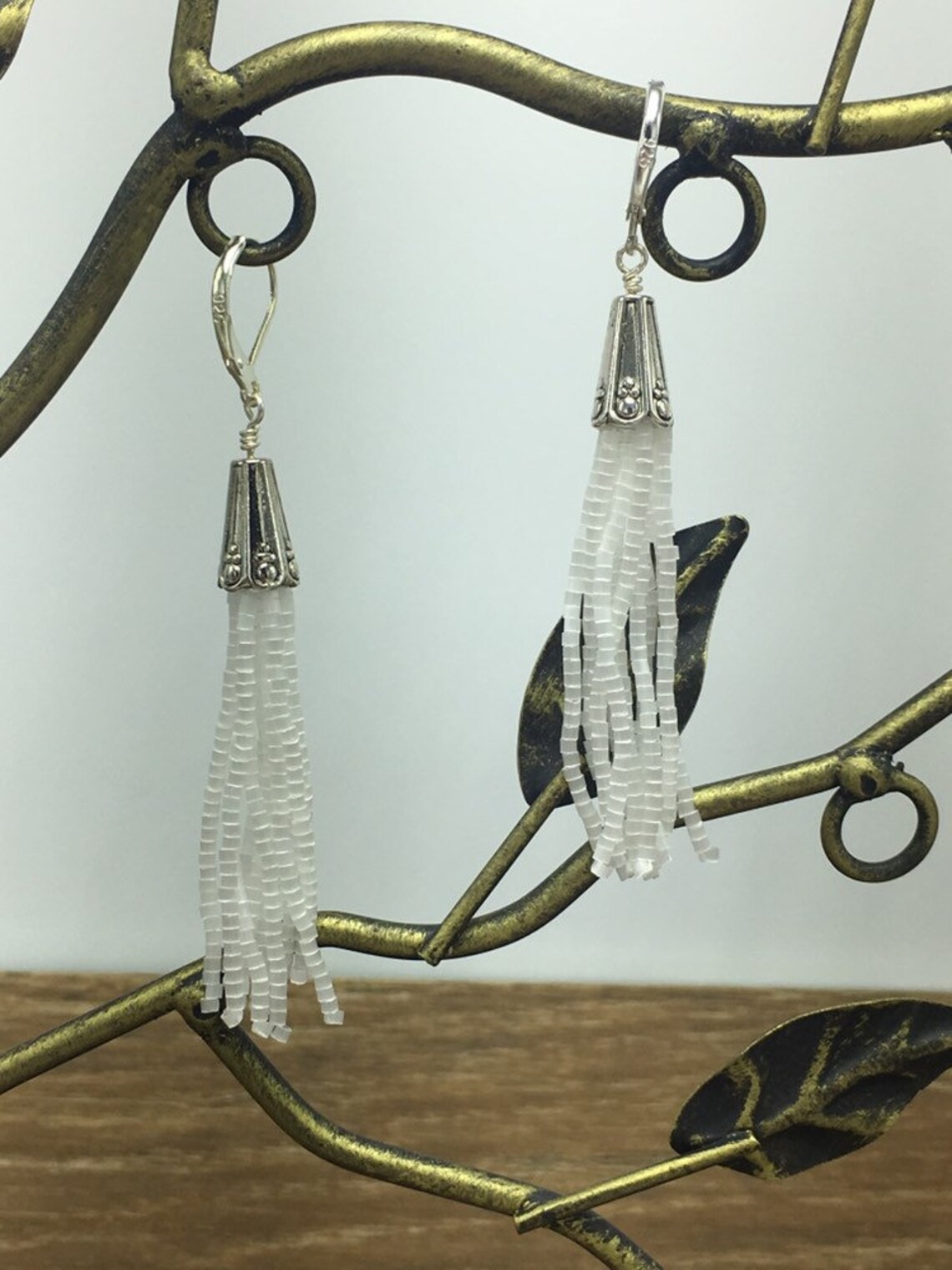 White Tassel Earrings White Tassel Earrings Beaded Etsy