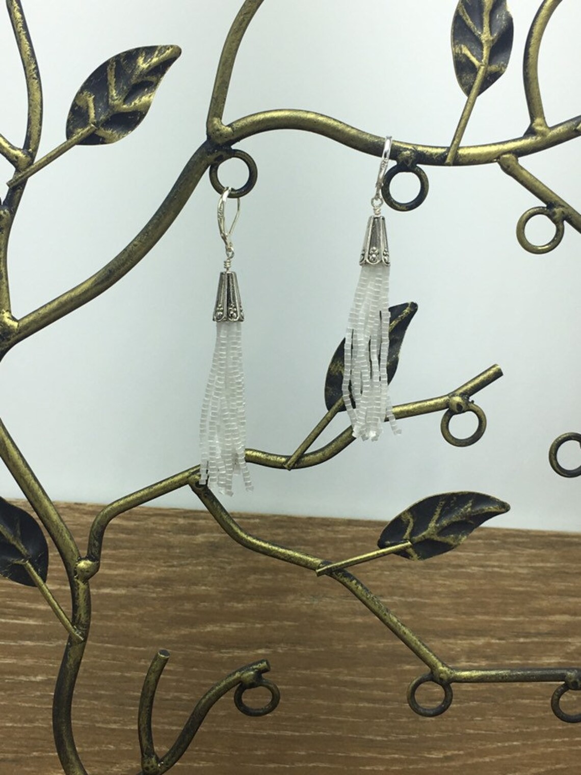 White Tassel Earrings White Tassel Earrings Beaded Etsy