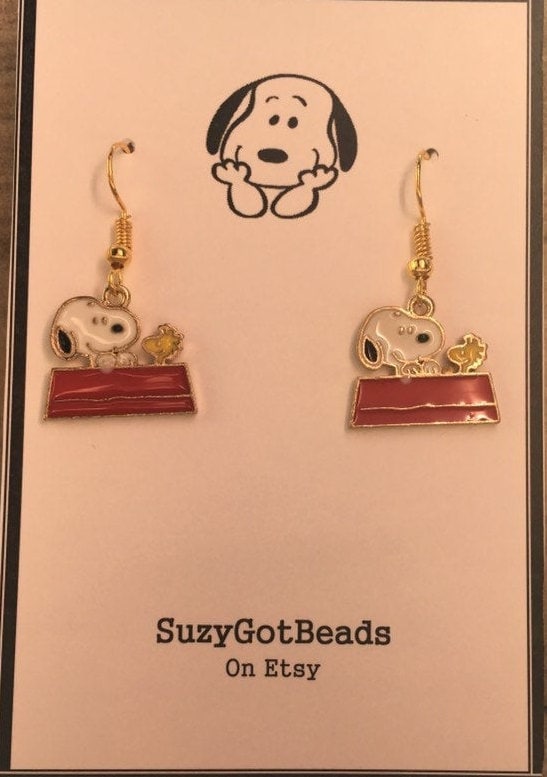 Snoopy Earrings Snoopy and Woodstock Earrings Peanuts Etsy
