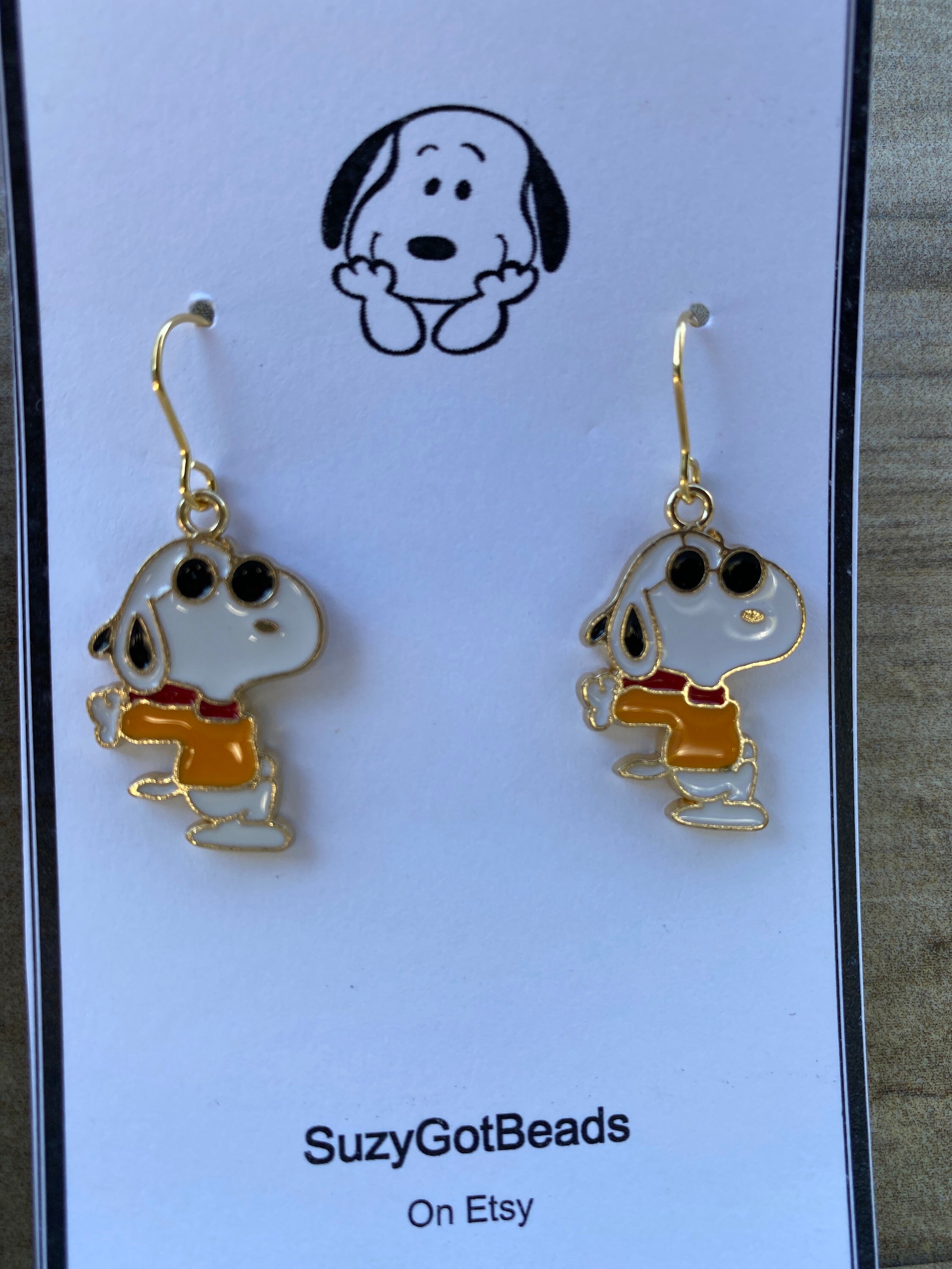 Snoopy Earrings Peanuts Earrings Snoopy Jewelry Joe Cool Etsy