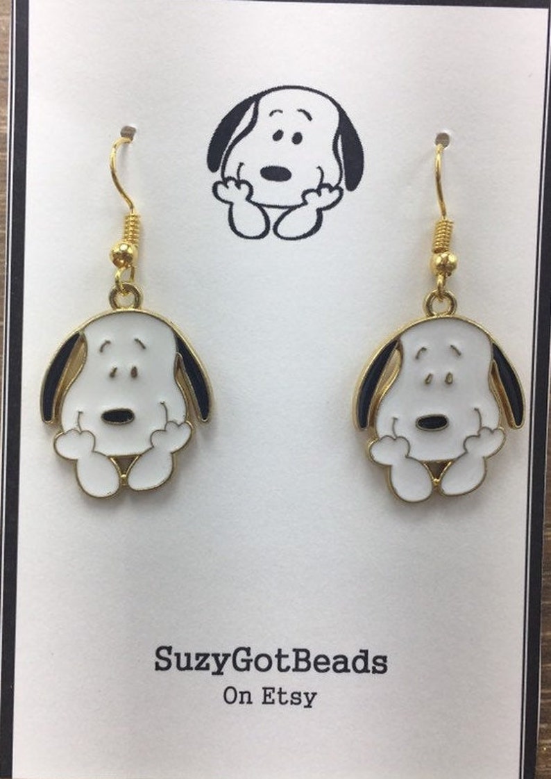 Snoopy Earrings Peanuts Earrings Snoopy Jewelry Etsy