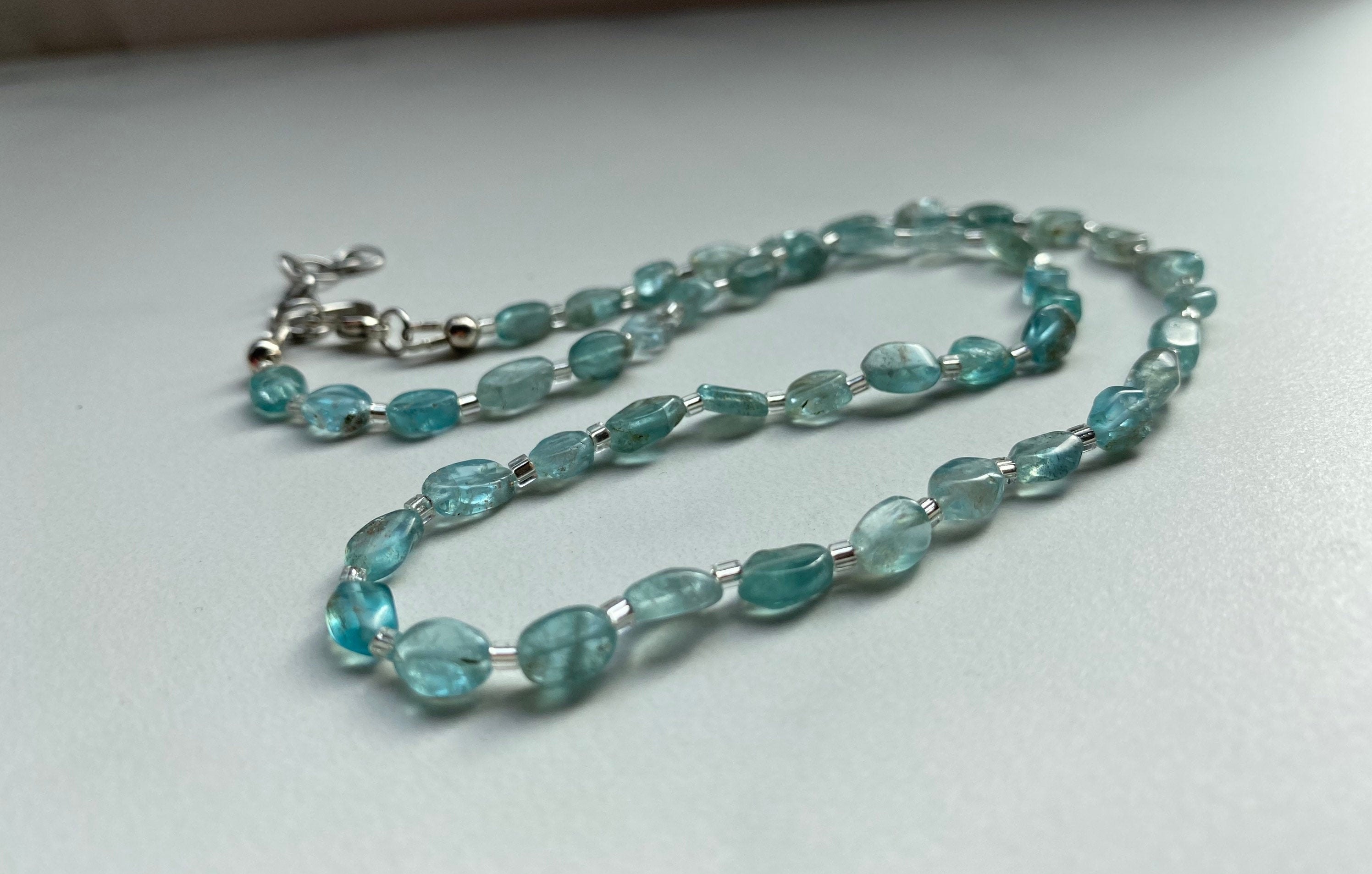 Natural Aquamarine Beaded Necklace Aquamarine Necklace | Etsy
