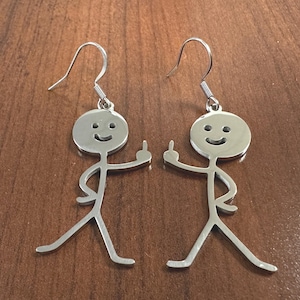 XL Middle Finger Stick Figure Earrings