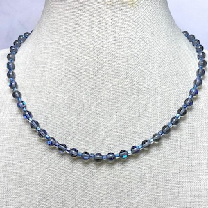 Natural Labradorite Beaded Necklace, Blue Labradorite Necklace