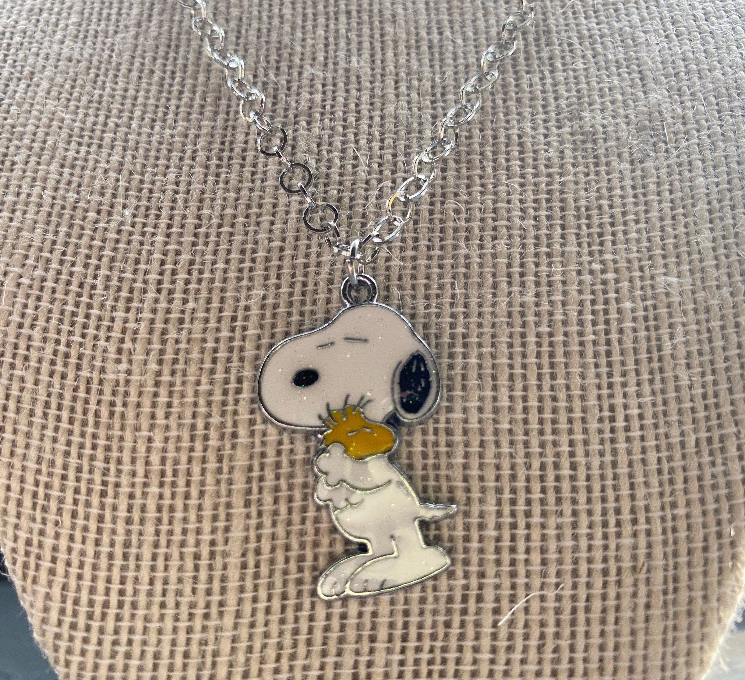 Snoopy Necklace Peanuts Necklace Snoopy Silver Stainless Etsy