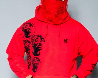Tupac Hoodie: Legendary Icon - Red & Black
