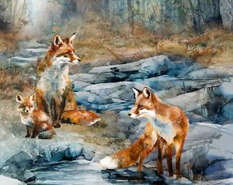 Fox Den Fabric Panel by Northcott #27**