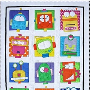 Robots Quilt and Pocket Organizer PDF Download Quilt Pattern by Amy Bradley