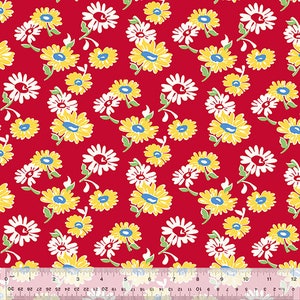 Wild Flour Red Tossed Daisies Cotton Quilting Fabric by Whistler Studio for Windham Fabric