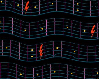 Teddy and the Bears Black Musical Notes Oyster by Ruby Star Society for Moda