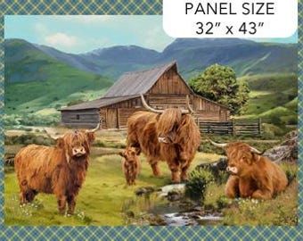 Highland Home Cow Fabric Panel by Northcott #95