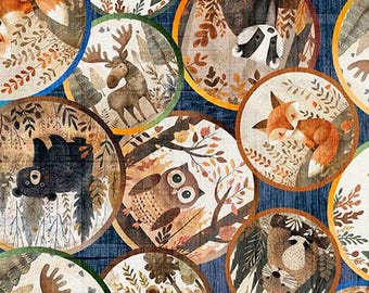 Bearsville Animal Tondos cotton fabric by QT Fabrics