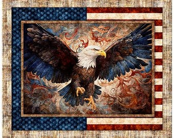 Patriot American Eagle Flag 1776 Fabric Panel #51 **