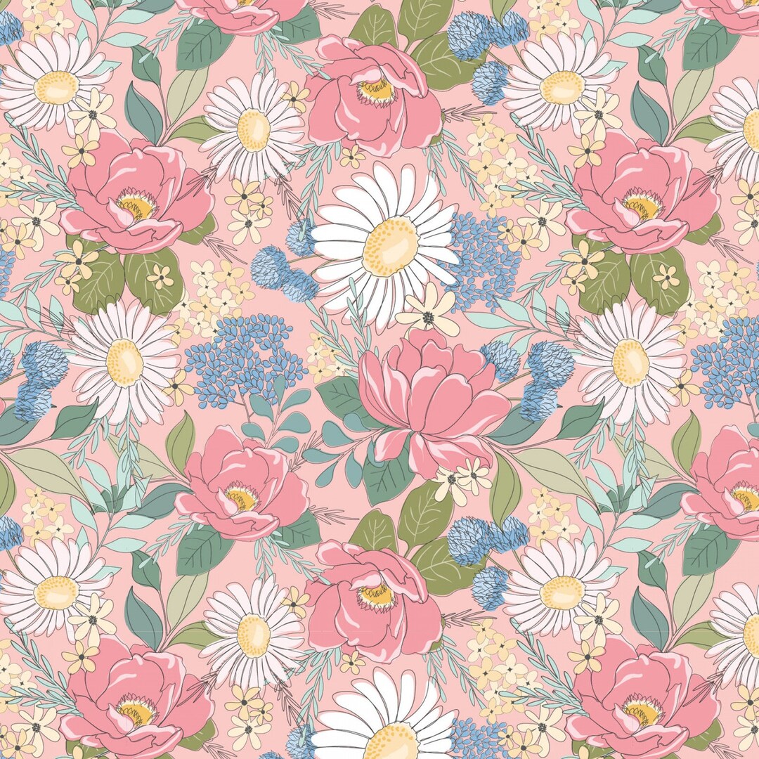 Country Roads Floral Pink Fabric by Poppie Cotton - Etsy